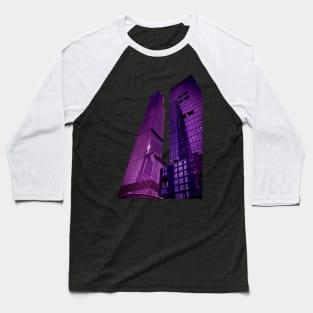 Purple Skyscrapers Manhattan New York City Baseball T-Shirt